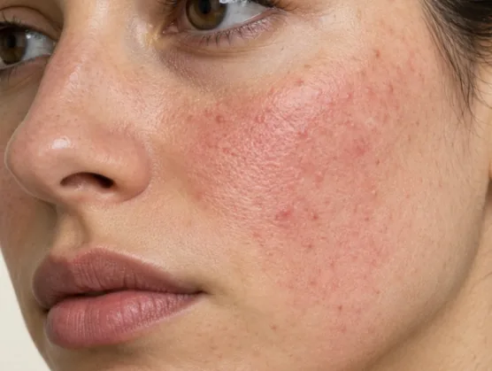 Close-up of skin with redness and irritation