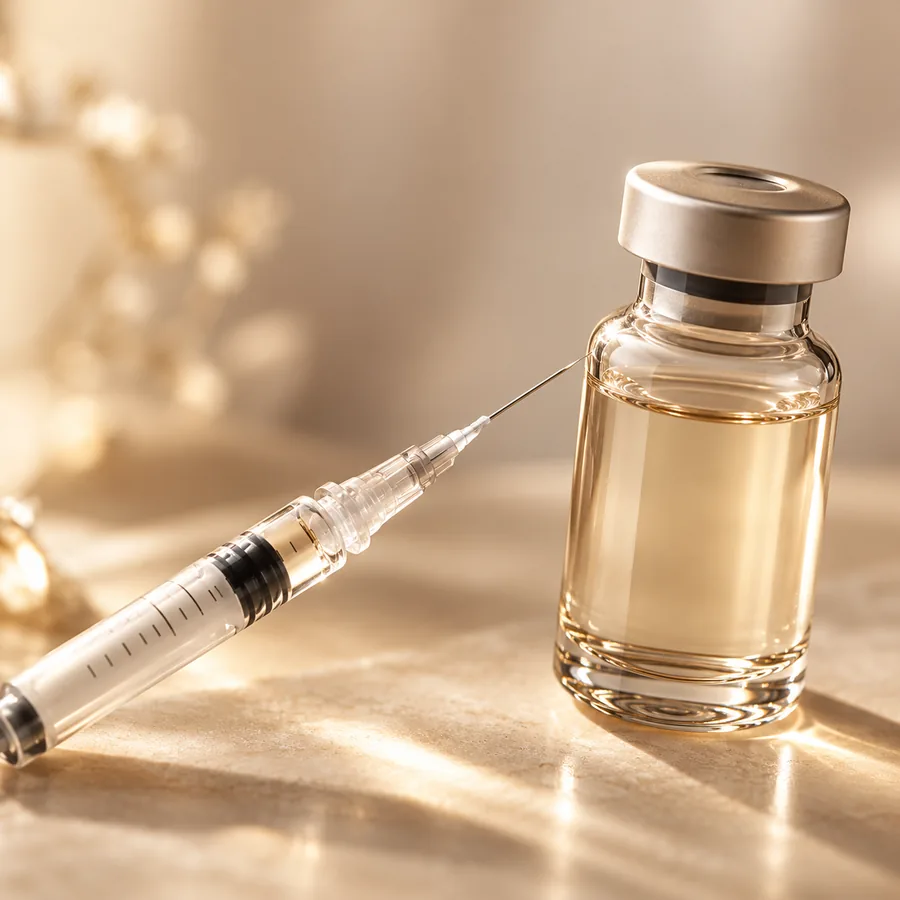Aesthetic injectable vial and syringe